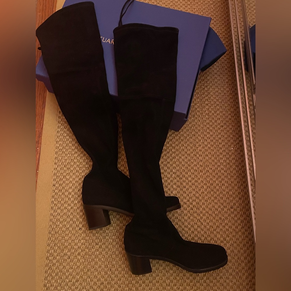 Stuart Weitzman Darla Black Over-the-Knee Suede Boots